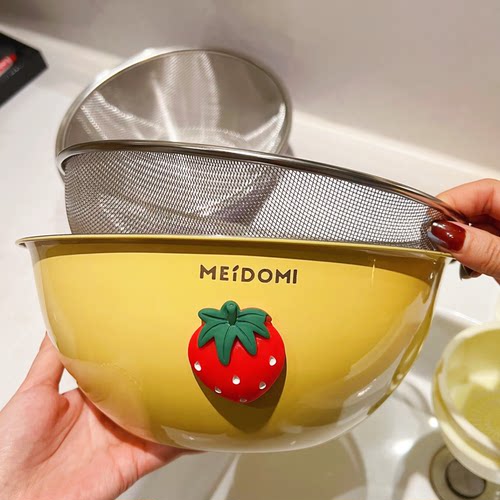 ins风不锈钢洗菜盆沥水篮两件套