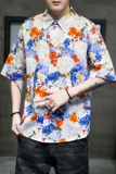 大码短袖衬衫免烫宽松潮花衣服夏休闲刺绣T恤QT4066-T2118，男装衬衫，电商A227