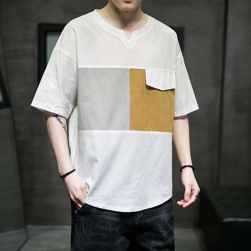 复古新款唐装夏季短袖T恤风汉服潮刺锈A227-T2106-P55,男装T恤,电商A227