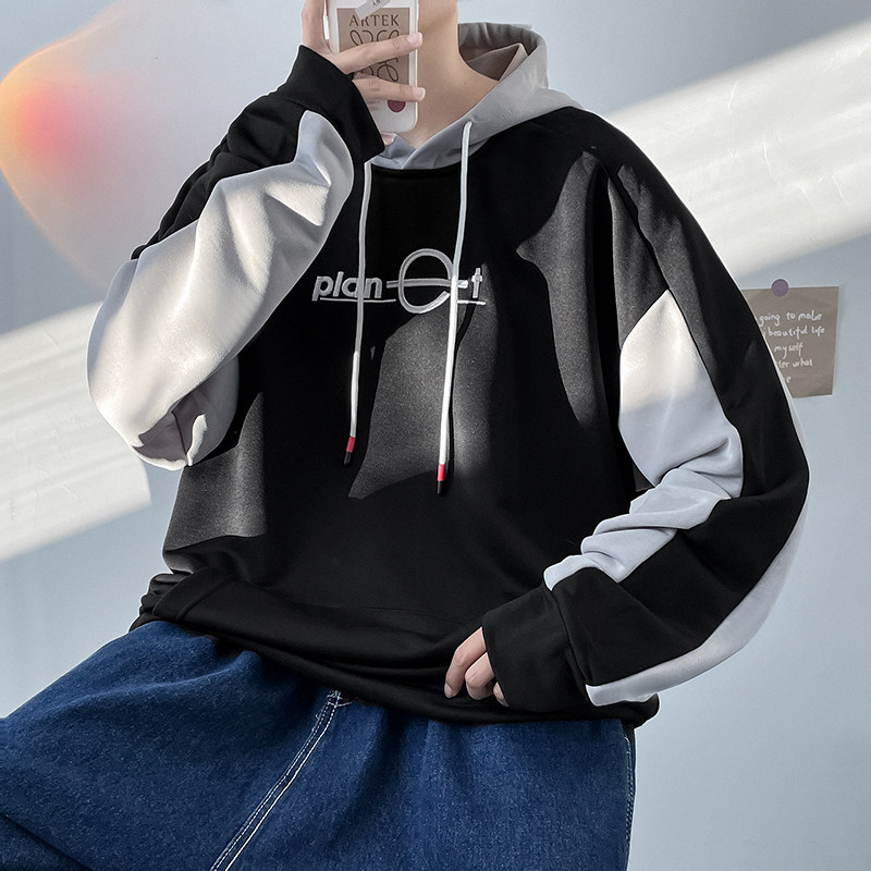 港风春秋季卫衣男连帽韩版刺绣宽松大码套头衫QT4066-WY056,男装卫衣,电商A227