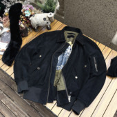 B15空飞梦露意大利进口绒面羊皮可脱卸羊毛领真皮衣