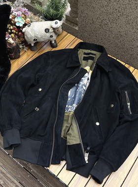 B15空飞梦露意大利进口绒面羊皮可脱卸羊毛领真皮衣