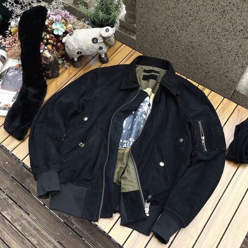 B15空飞梦露脱卸毛领真皮衣