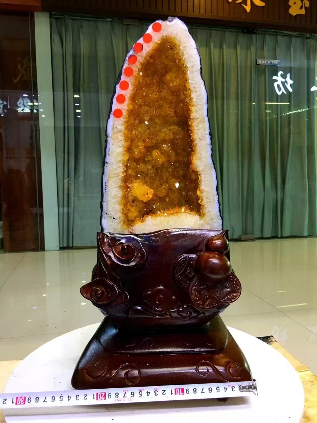 天然黄水晶洞摆件巴西黄晶钱袋子聚宝盆消磁原石办公室家居晶洞