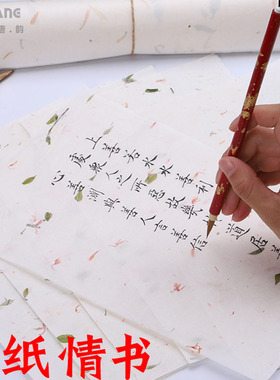 花草纸信笺纸宣纸小楷作品纸云龙皮纸茶叶植物宣纸古风小清新一笔笺宣纸信纸硬笔宣纸书法专用纸半生半熟
