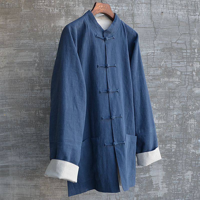 原创立领春秋加厚麻外套立领唐装休闲无肩缝连肩袖宽松大码手作帅,男装,唐装,淘宝优惠券,粉丝福利购,淘宝优惠卷