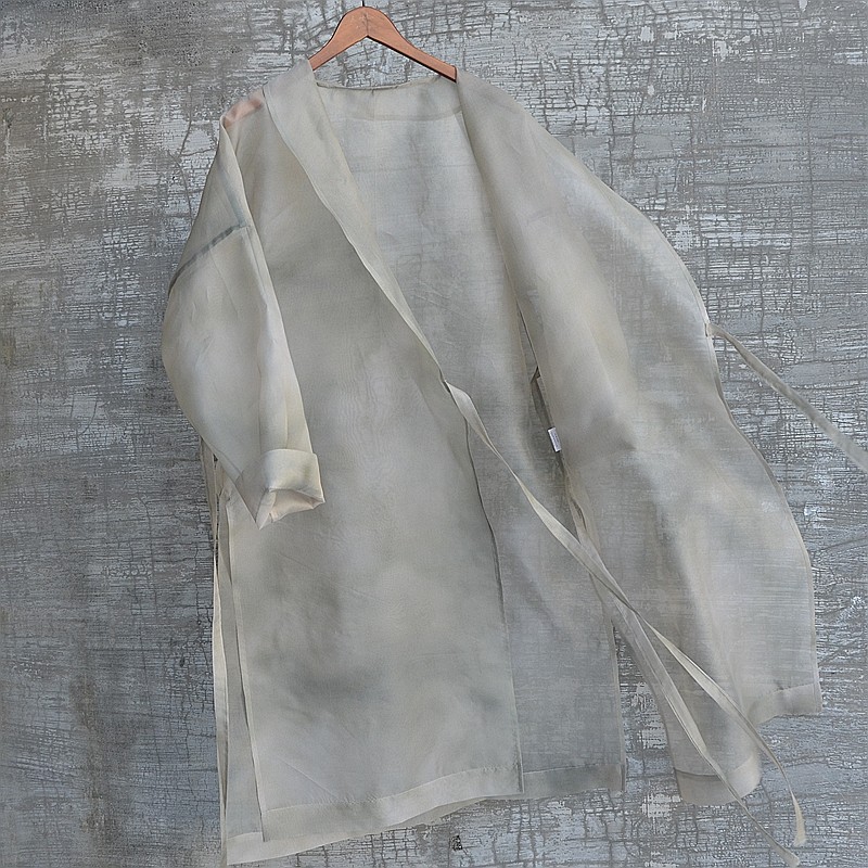 原创中性夏季透视防晒罩衫风衣长袍桑蚕丝复古中式宽松大码小众帅,男装,衬衫,淘宝优惠券,粉丝福利购,淘宝优惠卷