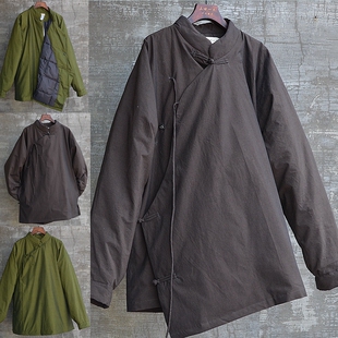 新中式情侣外穿休闲羽绒服复古中国风斜襟大襟冬季外套时尚流行帅