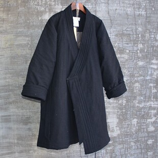 原创冬季亚麻色棉花棉衣棉服棉袍外套中长保暖加厚打坐禅修居士