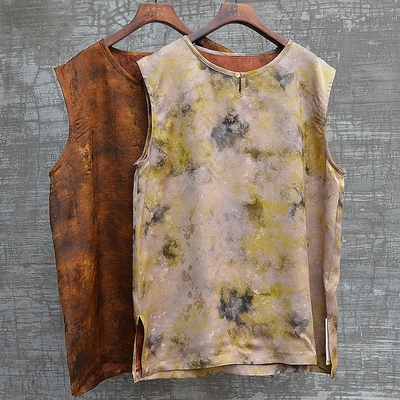 三世一木手工植物染色香云纱背心