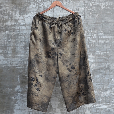 原创提花大码轻奢八分裤