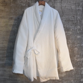 复古中国风中性白色羽绒服外套唐装 汉服两穿保暖舒适中长加厚文艺