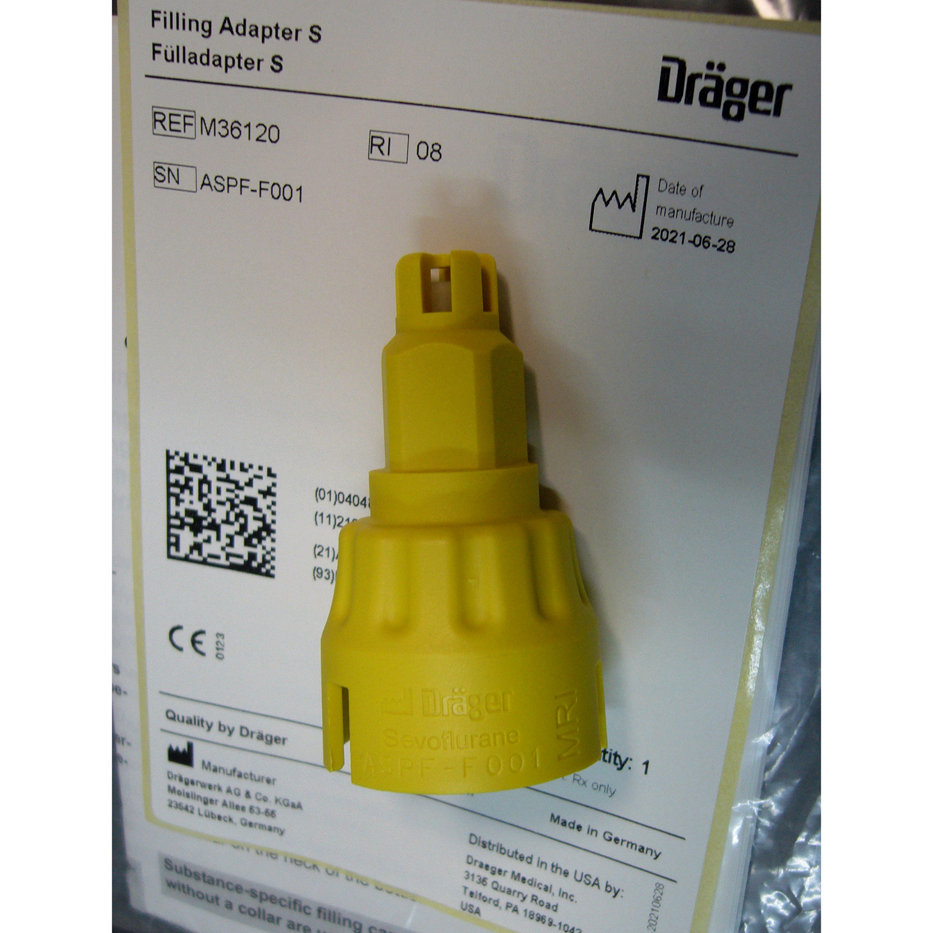 原装德尔格drager麻醉机七氟醚(烷)加药器瓶接头蒸发挥发罐m36120