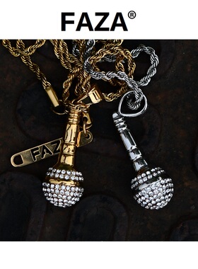 潮流麦克风话筒项链男百搭毛衣链