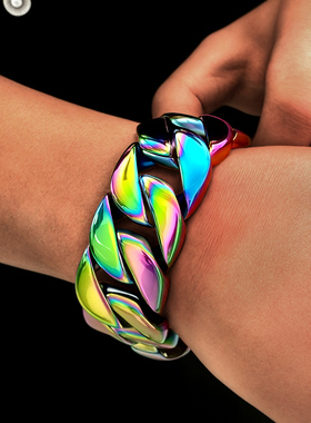 彩色大粗男手链欧美链奢古巴链