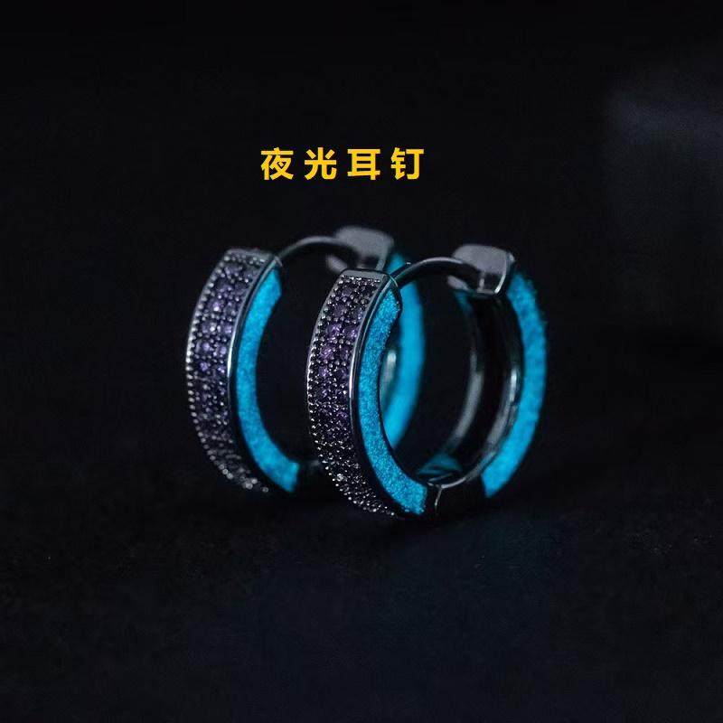 夜光镶钻满钻耳环嘻哈个性