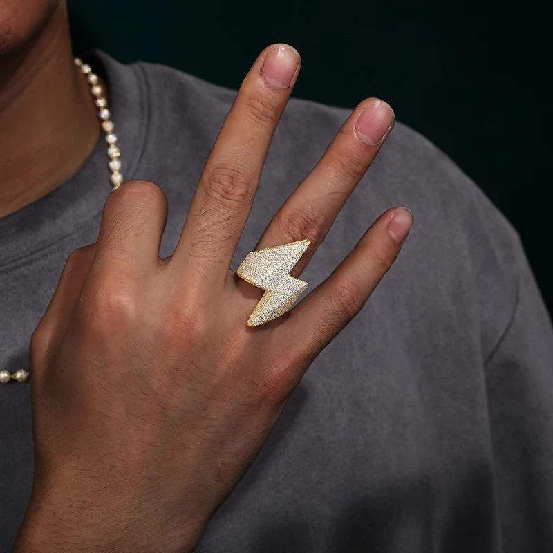 立体闪电锆石戒指男女同款