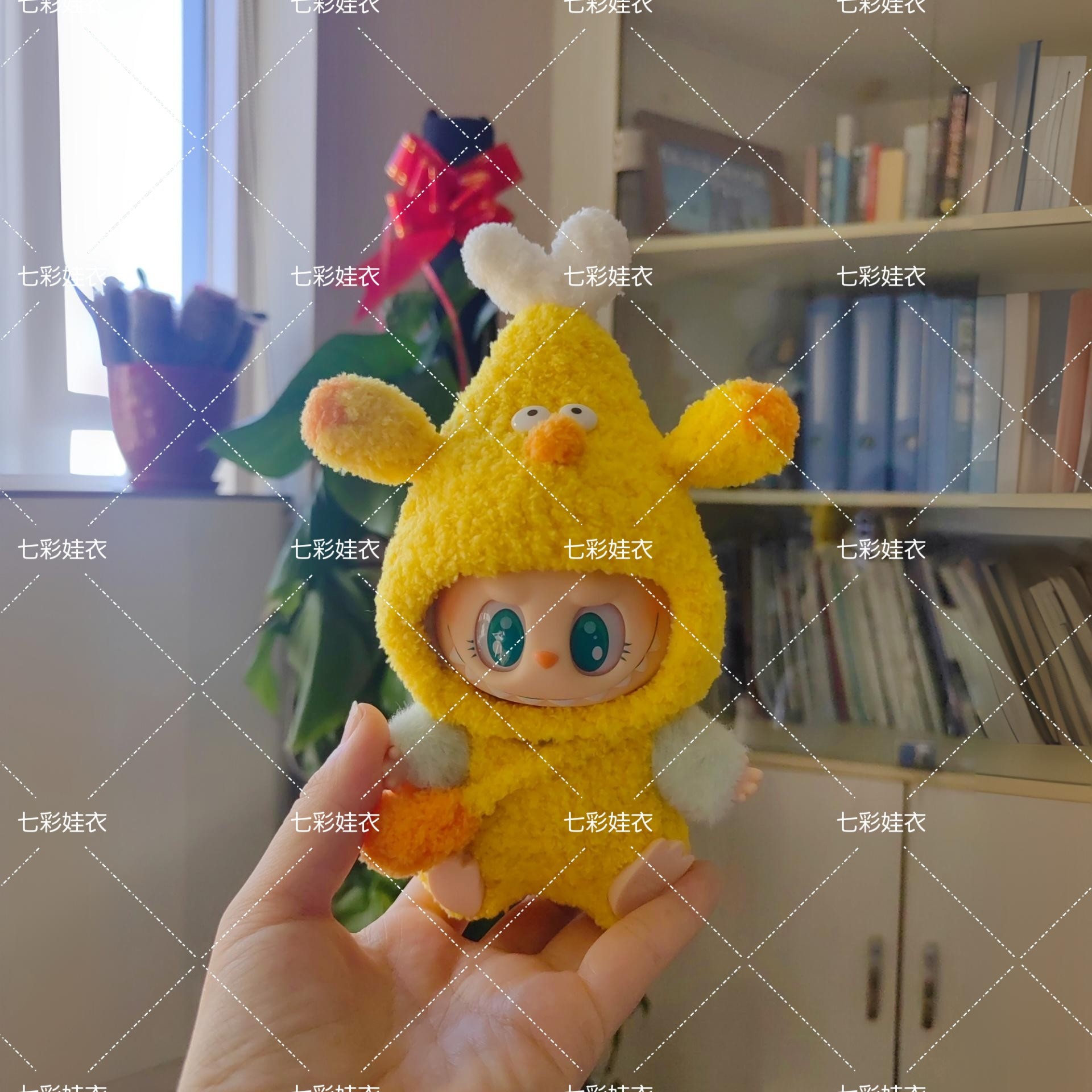 纯手工钩织搪胶脸labubu娃衣可爱小鸡腿高颜值玩偶着替