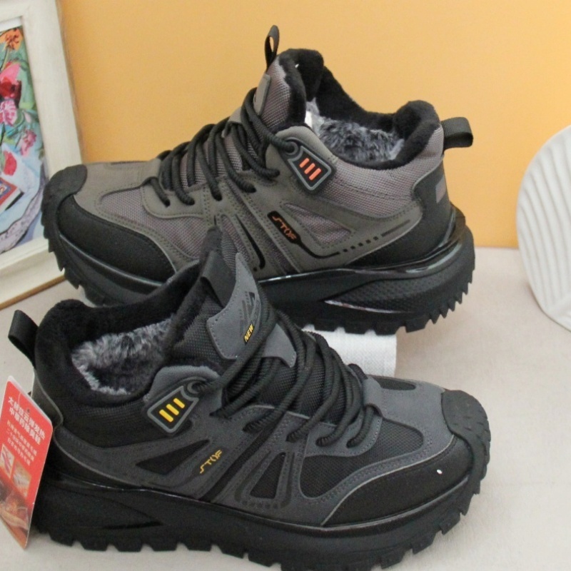 老北京布鞋男棉鞋冬季大棉保暖情侣休闲鞋爸爸鞋户外登山鞋橡胶底