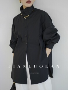 小众设计新中式 内搭外穿宽松极简风上衣 国风复古盘扣立领白色衬衫