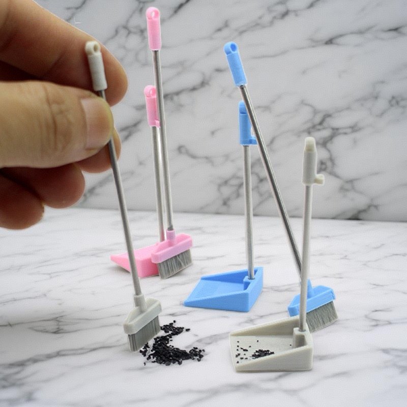 包邮1:12分娃娃屋迷你清洁工具仿真小扫把簸箕Diy场景模型摆件bjd