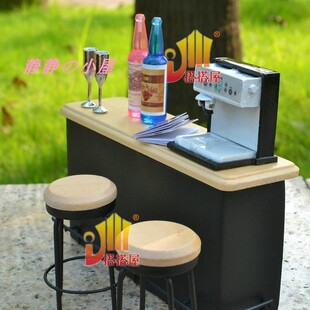 DOLLHOUSE娃娃屋配件 吧台吧凳酒吧水果档集市布景食玩迷你小家具