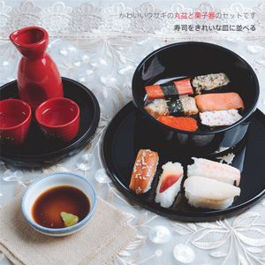 日本进口漆器果子钵糖果收纳盒寿司刺身圆平盘子日式和风料理餐具