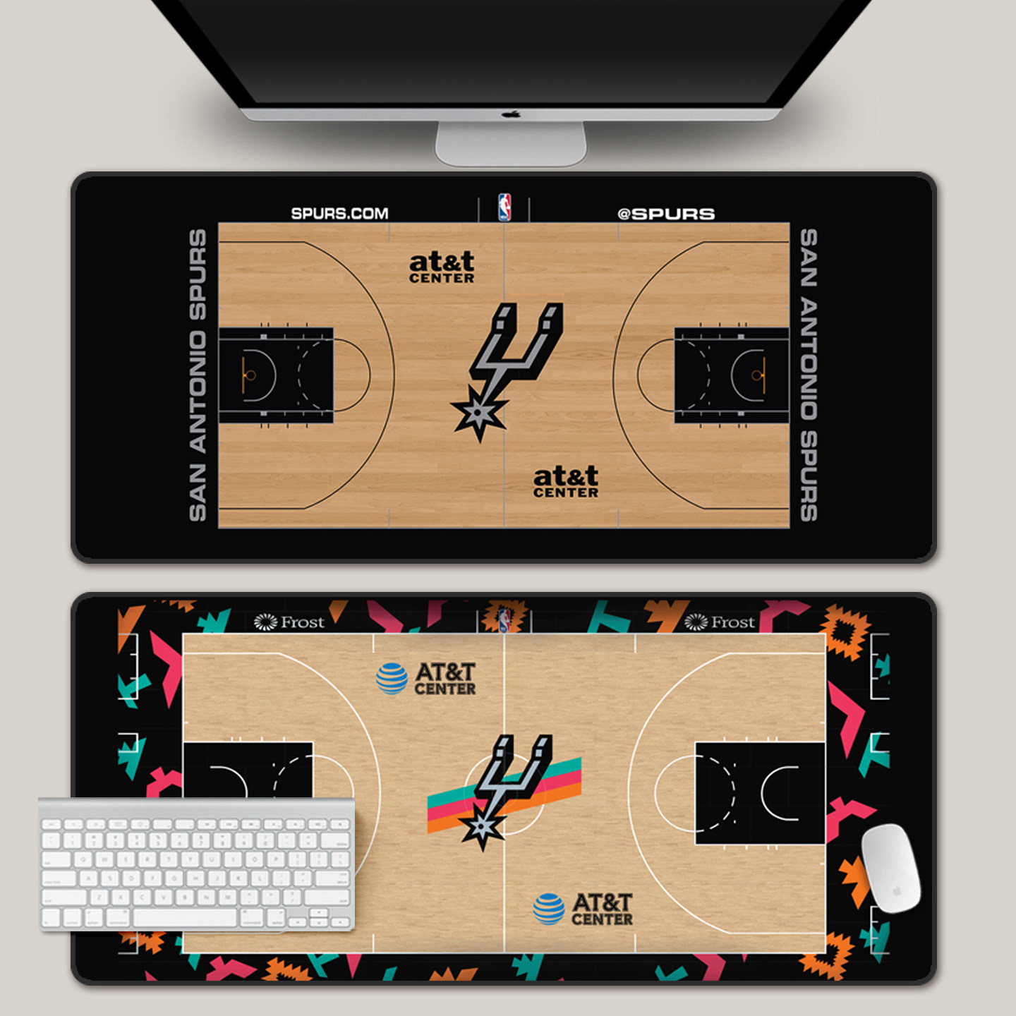 NBA马刺队主场球场超大鼠标垫 体育周边宿舍桌垫家用定制队标队徽