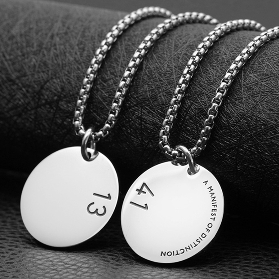 韩国潮牌明星个性GD同款1314系列男女情侣网红复古圆牌吊坠项链