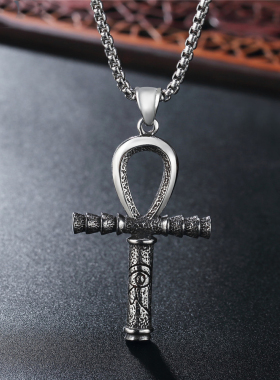 男嘻哈荷鲁斯之眼安卡十字架项链