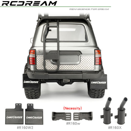 RCDream FCX10 LC80陆巡 挡泥胶片软胶挡泥板泥挡 排气管仿真配件