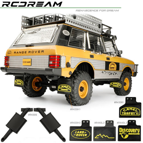 RCDream FCX10骆驼杯初代揽胜挡泥胶片 泥挡 排气管 仿真配件改装