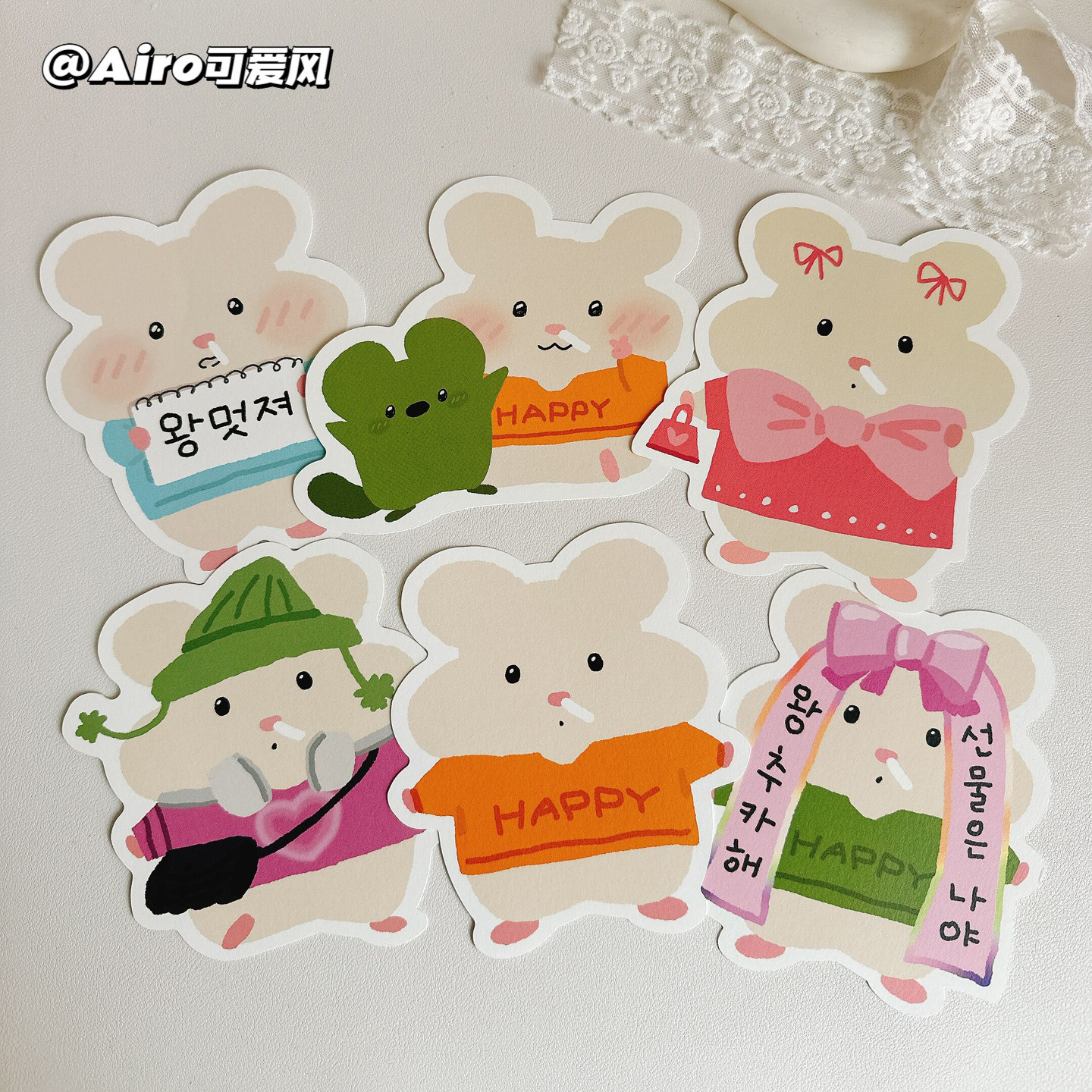 韩国collector mumu可爱鼠鼠明信片仓鼠装饰贺卡生日卡片信封套装