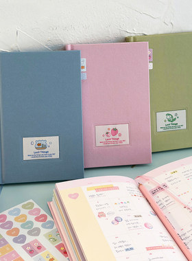 韩国wannathis可爱刺绣标签日记本ins彩页手账本周计划日程记事本