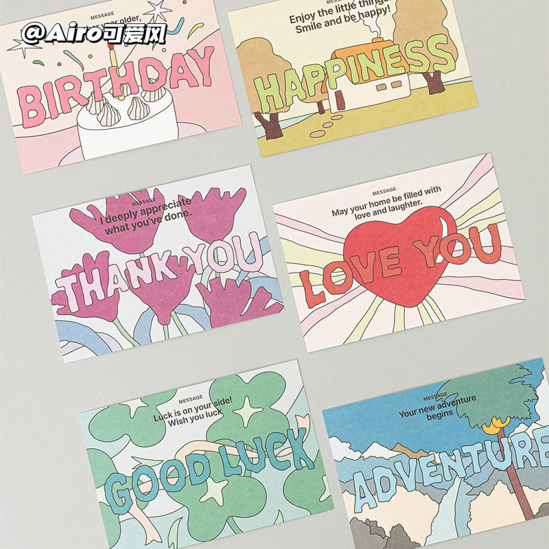 韩国livework复古ins风手绘明信片生日手写贺卡小卡片可爱留言卡