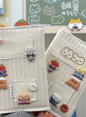 韩国hookka可爱卡通纽扣装饰配件布包手账布封套布艺笔袋装订配饰