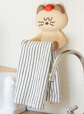 韩国romane卡通猫咪纸巾架免打孔卫生间卷纸架厨房毛巾架抹布挂架