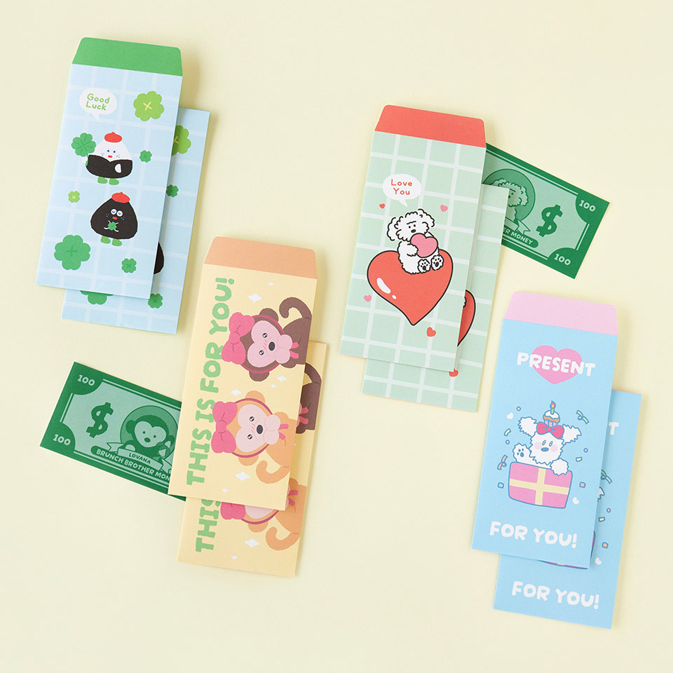 韩国Brunch Brother可爱卡通红包礼金袋生日节日礼券收纳信封5个