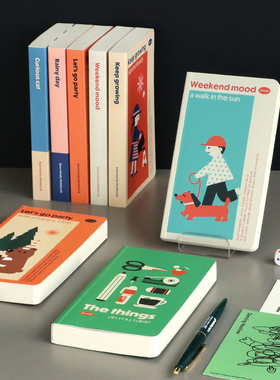 韩国iconic便携随身加厚手持记事本复古插画横线本万年笔记手账本