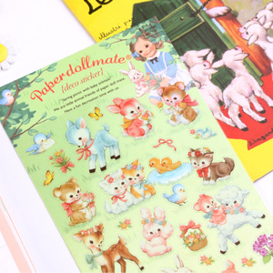 Afrocat韩国可爱娃娃透明PVC贴纸甜美少女心手帐日记防水装饰贴画