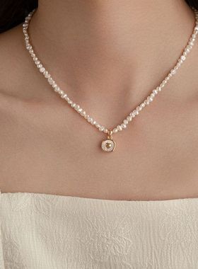 店长推荐爱心小巴洛克天然珍珠项链不规则设计感精致锁骨法式颈链