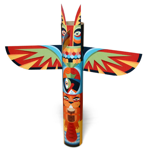 印第安神柱图腾石柱3d立体纸模型diy手工制作儿童益智折纸玩具