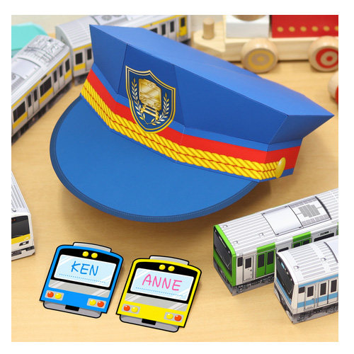 交警儿童警察帽子头饰3d立体纸模型DIY手工制作儿童益智折纸玩具