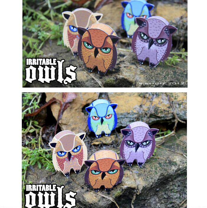 纸模制作diy手工益智折纸儿童玩具卡通q版猫头鹰3d立体纸模型摆件