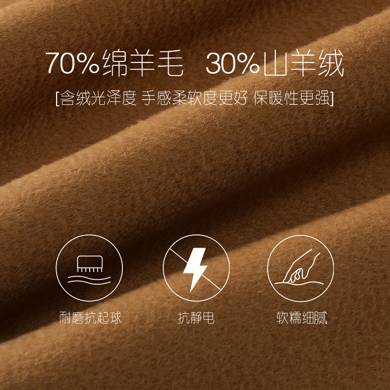 25新款赫本风驼色双面羊绒羊毛呢大衣女浴袍款气质中长款外套