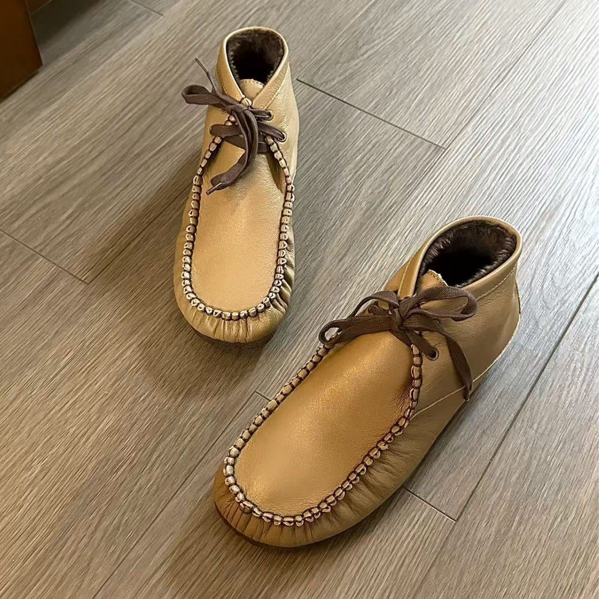 剩70双性价比羊皮袋鼠鞋加绒保暖系带短靴休闲复古小众棉靴女,女鞋,棉鞋,淘宝优惠券,粉丝福利购,淘宝优惠卷