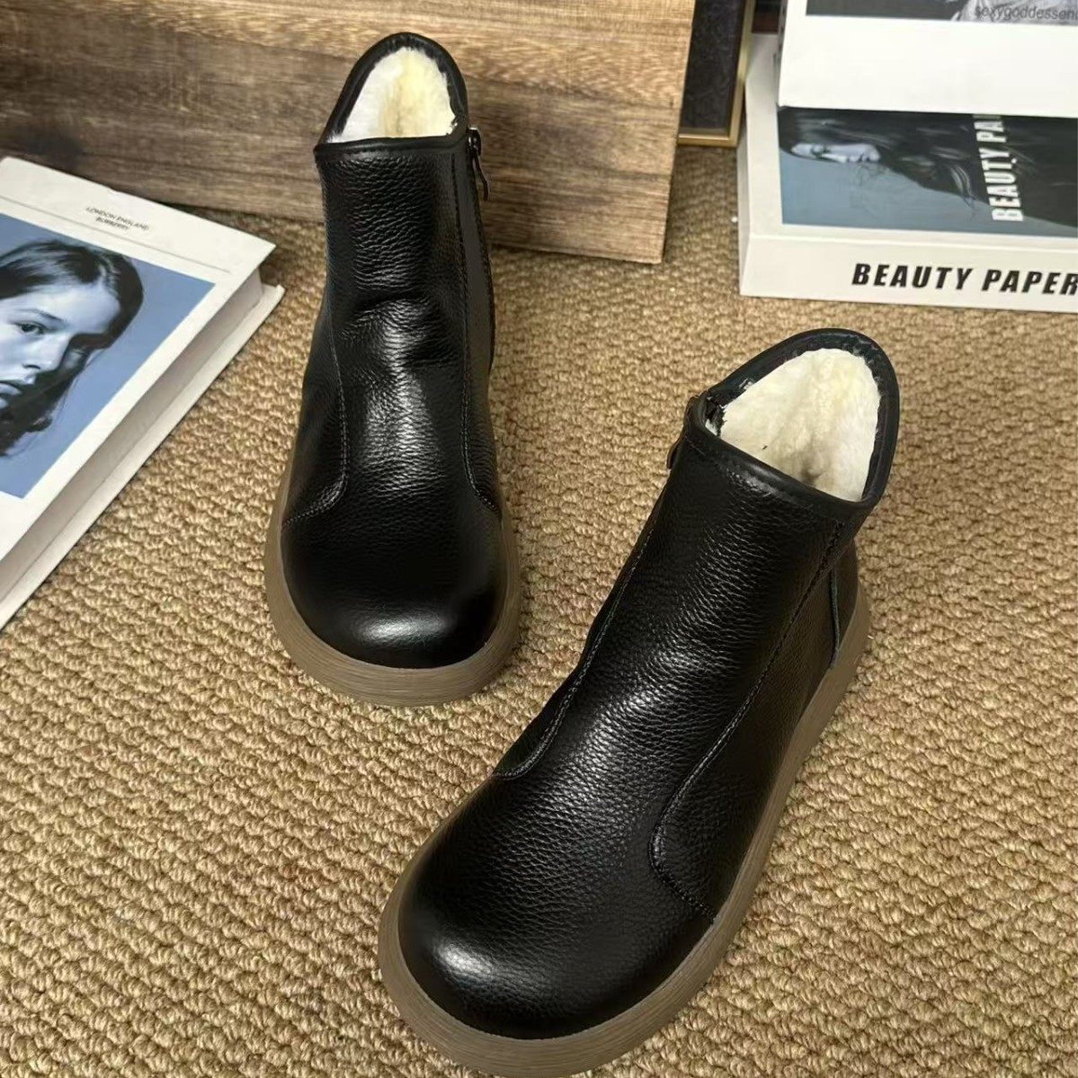 25年冬季上新羊毛雪地靴真皮休闲侧拉链棉靴女妈妈鞋加绒保暖棉靴,女鞋,时尚雪地靴,淘宝优惠券,粉丝福利购,淘宝优惠卷