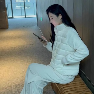 羊毛针织拼接羽绒服马甲立领薄款 Card 外套女 M家女款 轻量化入冬