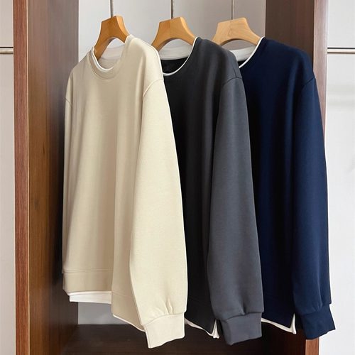 男士假两件卫衣圆领长袖