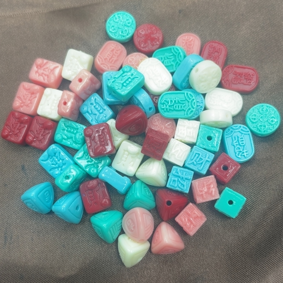 贝壳粉压松石蓝小粽子发财散珠diy手链饰品配件